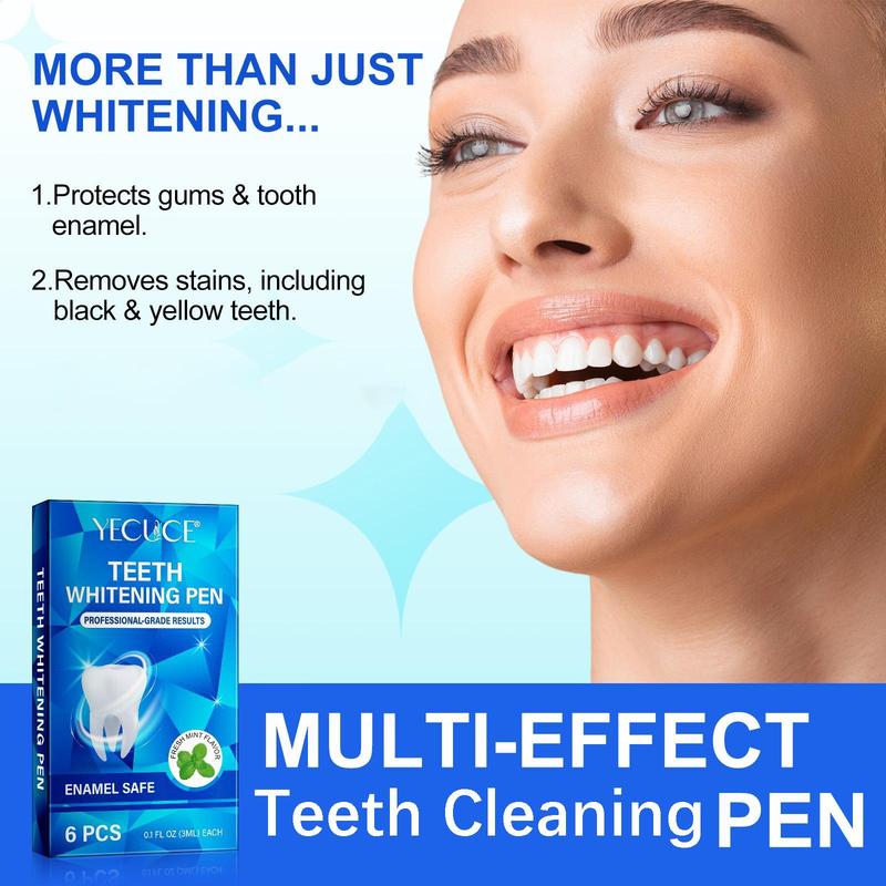 Teeth Brightening Pen, 6 Counts box Gentle Teeth Polishing Pen, Professional Teeth Brightening Products for Men & Women, Oral Care Product