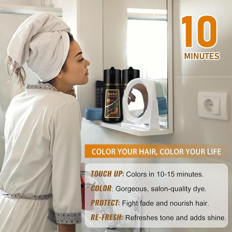 Instant Light Brown Hair Dye Shampoo - 3 in 1 Long Lasting Hair Dye for Women & Men,Natural Herbal Ingredient, Easy to Use ,Haircare  16.90 Fl OZ Bowl