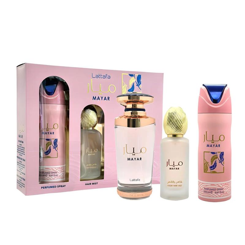 (3pc Gift Set) Mayar by Lattafa 3.4oz EDP + 1.7oz Hair Mist + 6.8oz Body Spray