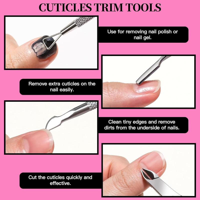 Nail Care Tool Kit, Nail Files 100 180, Nail Buffer Block, Cuticle Nippers, Cuticle Trimmer, Cuticle Pusher, Nail Lifter for Ingrown Toenails, Nail Tools, Nail Kit, Pedicure & Manicure Tools