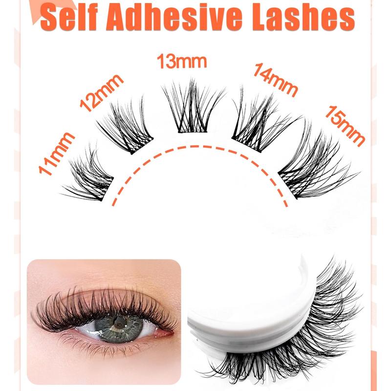 Self Adhesive Eyelash Extensions Kit, 1 Box Natural Look Eyelash Extensions, Self Adhesive False Eyelashes, Eye Makeup Product for Women & Girls, Christmas Gift