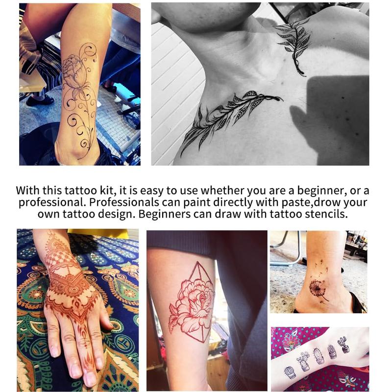 Gorgeous 95 Pcs 3 Pages Tattoo Stencils along with 4 Pcs 3 Temporary Tattoo Kit! Available in Black, Brown, and Maroon colors. A must-have for tattoo enthusiasts or those looking to try out temporary tattoos!