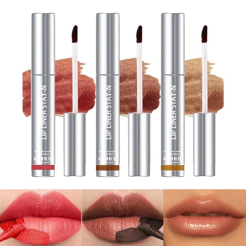 [Only $9.99!!!] Peel Off Lip Liner Stain, Burgundy Red & Dark Brown & Golden Brown Long Lasting Lip Stain Peel Off, with Hyaluronic Acid & Vitamin E