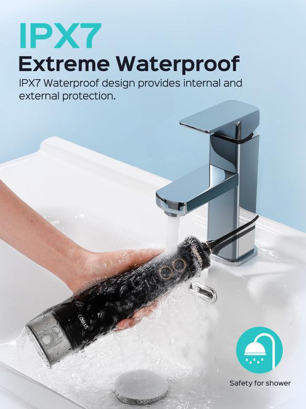 COSLUS Water Dental Flosser - 10 Pressure Levels with Dual Modes, 300ML Tank, Dual-Thread Nozzles, IPX7 Waterproof Personal Oral Care, Ergonomic Design for Travel & Home