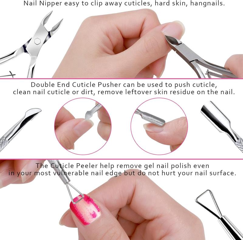 FANDAMEI Nail Buffers and Files, Manicure Tools Kit with 3PCS Nail File, 2PCS Nail Buffer, Rectangular Nail Buffer Block, Cuticle Nippers, Cuticle Pusher, Cuticle Peeler. Cuticle Oil and Nail Brush.