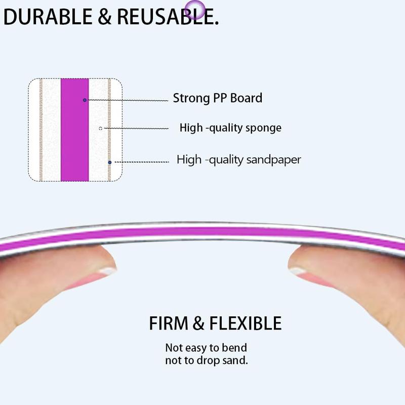 Double Sided 100 180 Grit Nail File, 1 Set Nail Polishing Tool, Professional Manicure Tool for Home and Salon Use