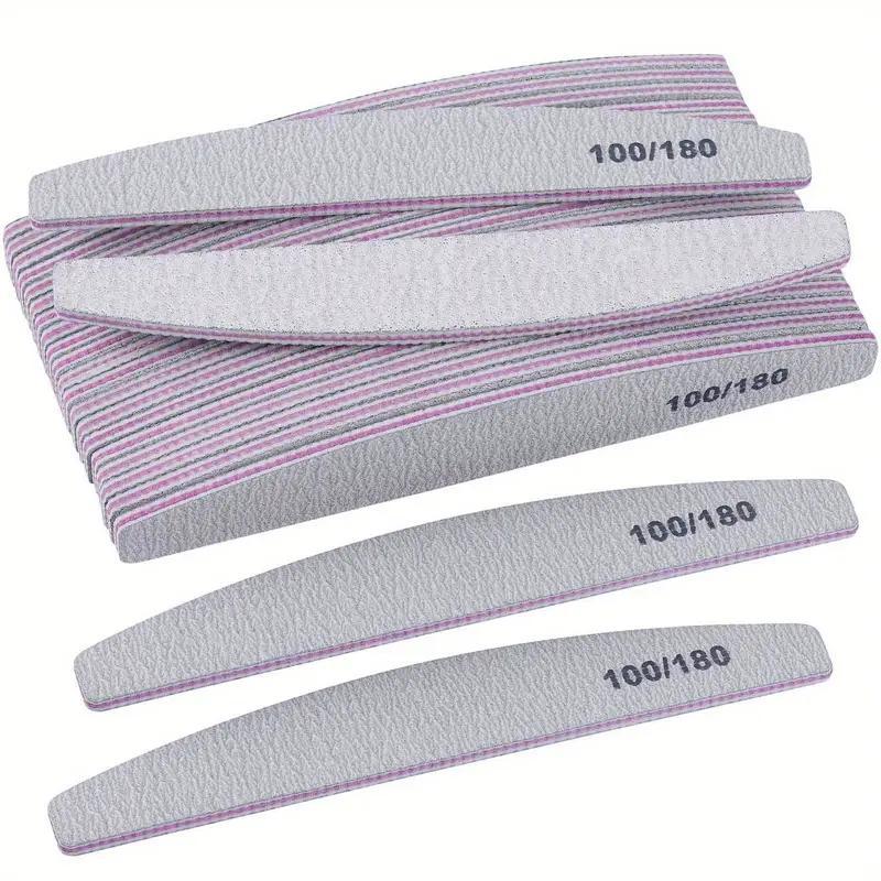 Double Sided 100 180 Grit Nail File, 1 Set Nail Polishing Tool, Professional Manicure Tool for Home and Salon Use