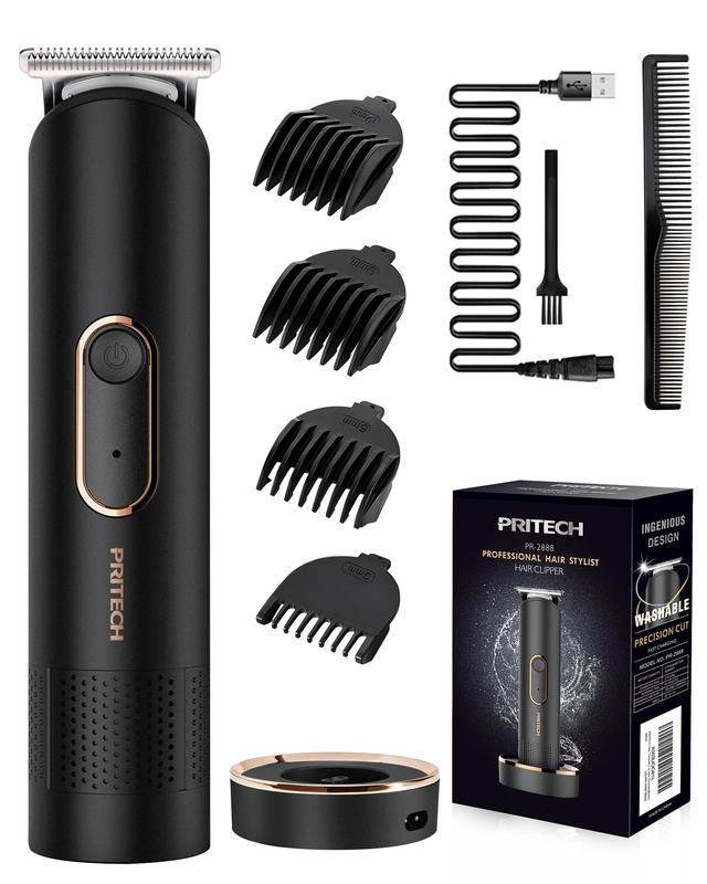 PRITECH Beard Trimmer for Men, Rechargeable Shavers for Men, Electric Razor for Men, Waterproof Groin Hair Trimmer Body Trimmer, Pubic Hair Trimmer with Standing Recharge Dock loprofxclipperross hairtrimmer