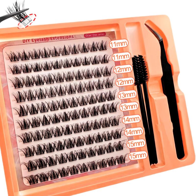 Self Adhesive Eyelash Extensions Kit, 1 Box Natural Look Eyelash Extensions, Self Adhesive False Eyelashes, Eye Makeup Product for Women & Girls, Christmas Gift