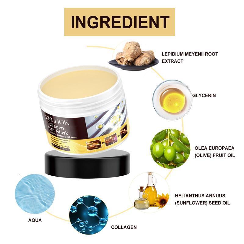 Collagen Hair Mask, Moisturizing Hair Mask, Hydrating Hair Care Mask, Hair Care Product for Dry & Damaged Hair, Hair Care Product for Women & Men, Christmas Gift