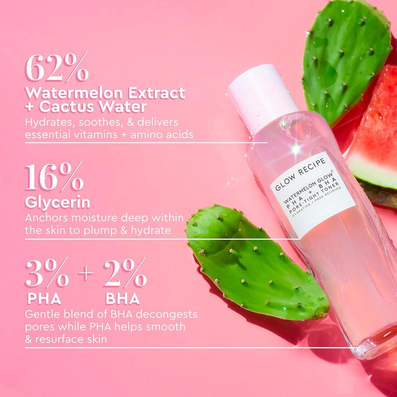 PHA + BHA Face Toner - Skin Care Toner, Pore Minimizer & Facial Exfoliator for Glass Skin - Tightening & Hydrating Skincare with Hyaluronic Acid & Watermelon (150ml)