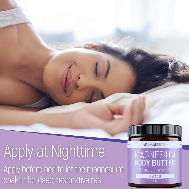 Magnesium Body Butter - Nighttime Magnesium Cream - Lightly Scented (Lavender) Body Care Lotions Comfort Skin Repair