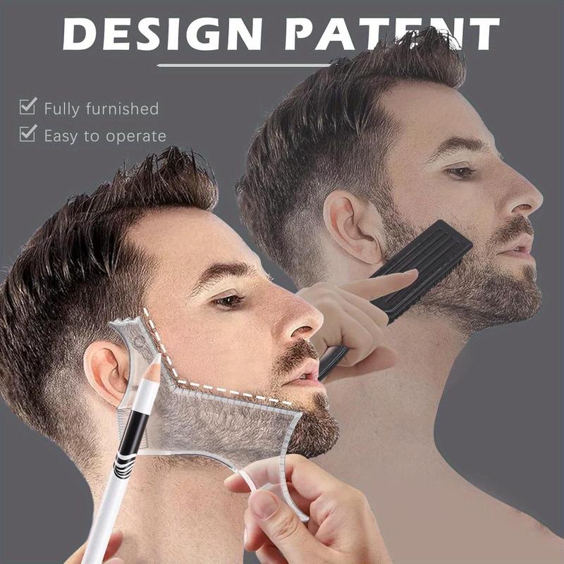 Beard Shaping Pencil Set, 1 Set Beard Guide Beard Hairline Outliner and Beard Shaping Pencils with Tools, Manual Shaving Accessories for Men, Christmas Gift