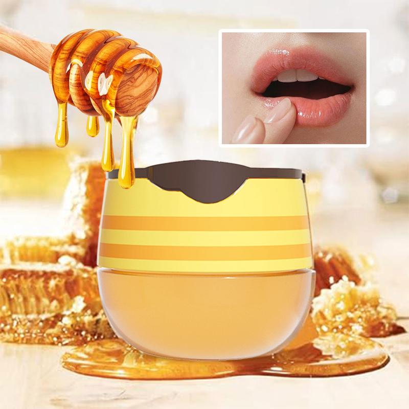 Honey Pot Bee Balm Lip Balm with Honey Spoon, [EELHOE ] Honey Pot Lip Balm Sleeping Lip Balm with Brush, Moisturising and Prevents Dry and Cracked Lips Peeling (Pack of 1) Gift Moisture Lip Care Moisturizing Daily