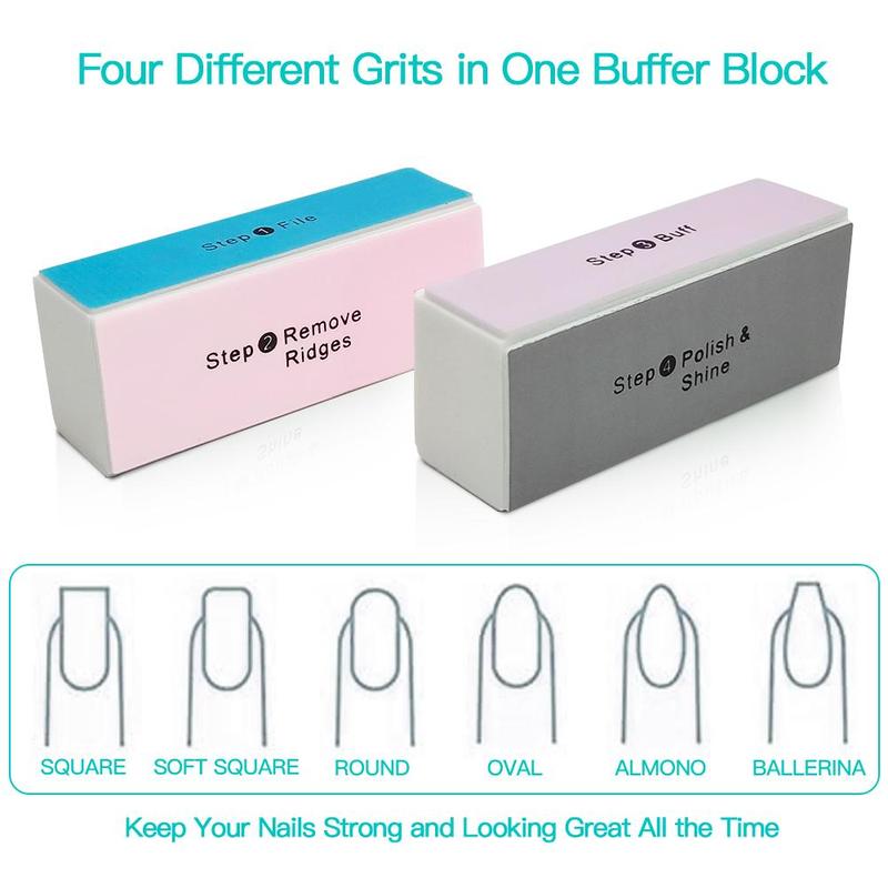 Nail Shine Buffer Smoothing Block Kit, 6 Counts 4-way Nail Shiny Polisher for Natural Nails, Professional Manicure & Pedicure Tools