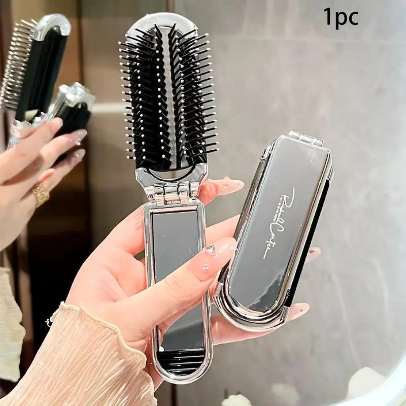 Portable Hair Comb with Makeup Mirror, Foldable Hair Comb, Hair Styling Comb for Daily Use, Travel Hair Comb, Makeup Tools