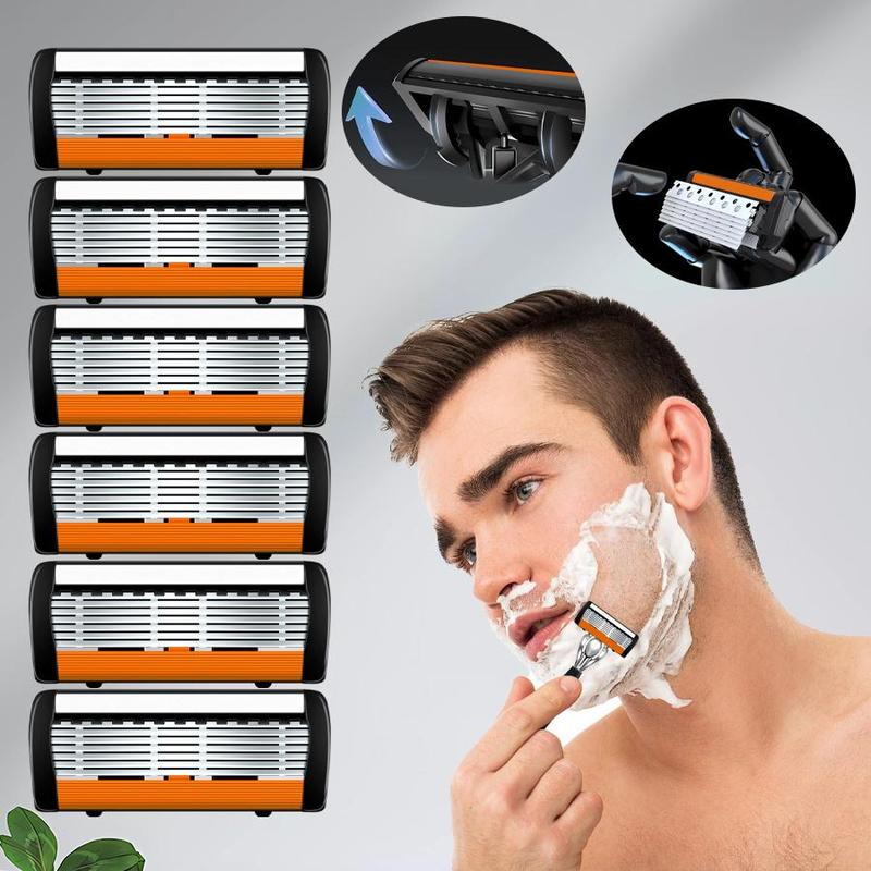 Men's Classic Manual Razor Set, Razor Holder & Stainless Steel 7 Layer Replaceable Blade, Face Hair Removal Tool for Men, Shaving Tool for Daily Use