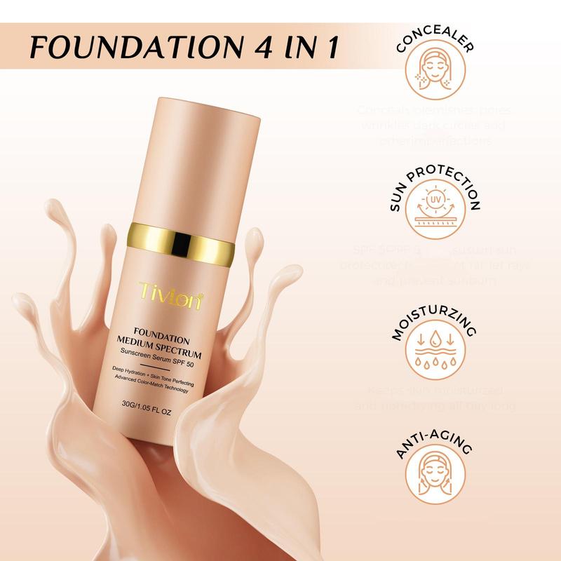 Color Changing Liquid Foundation, Long Lasting Moisturizing Foundation, Full Coverage Flawless Makeup Cream, Makeup Product for Women & Girls, Christmas Gift