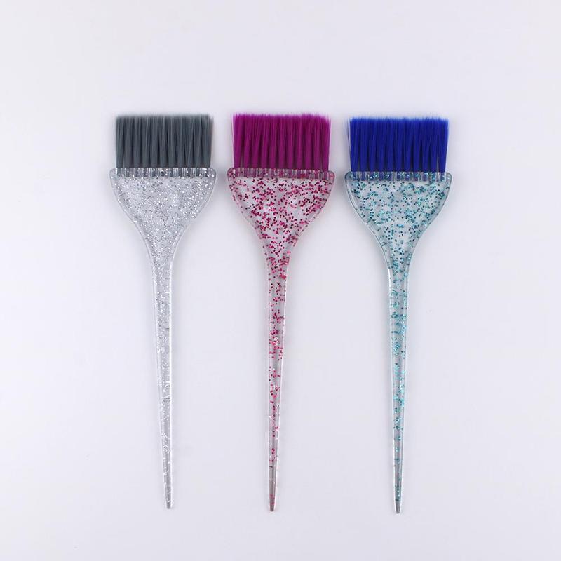 Glitter Hair Dye Brush, 1 Count 1 Set(3 Counts set) Crystal Heatless Hair Dye Brush, Hair Styling Tool for Salon & Home Use