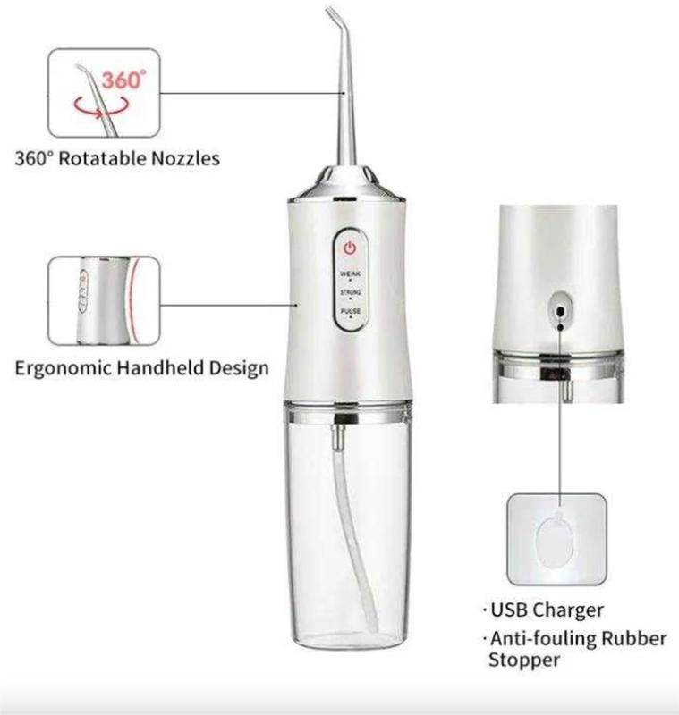 Portable Rechargeable Water Flosser for Teeth, High Pressure, 4 Jet Tips, Travel-Friendly Design