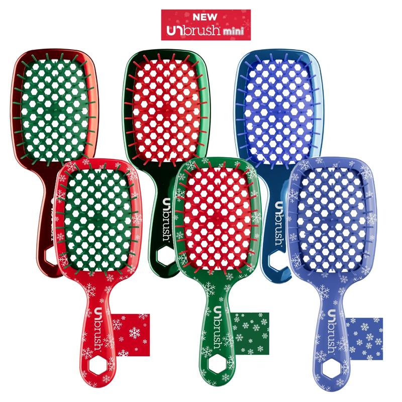 UNbrush Mini Original Detangling Hair Brush - Holiday Collection (6 Brushes)