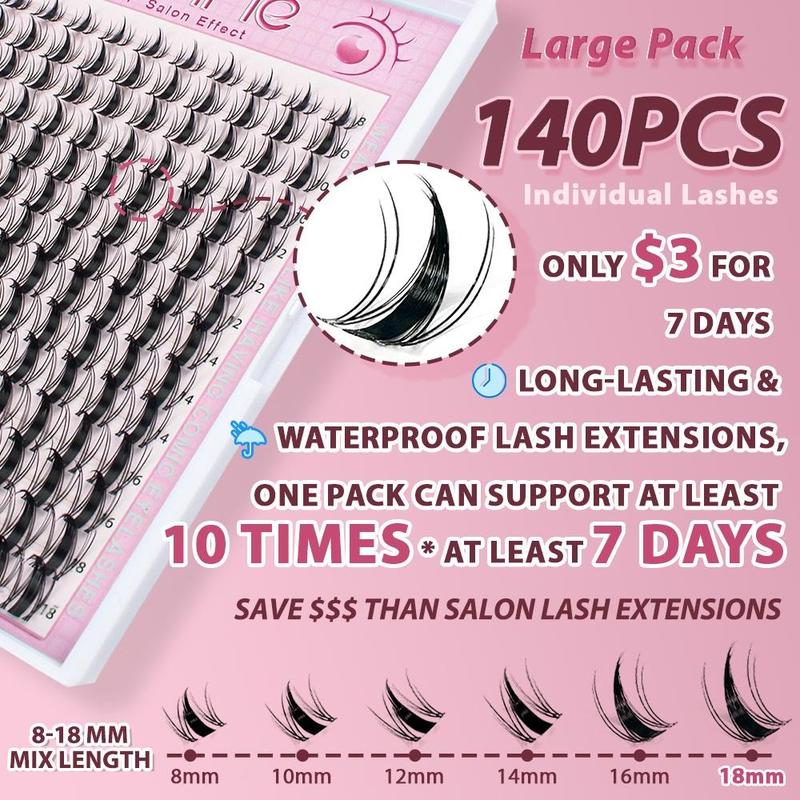 uCoolMe Fairy | Manga C Curl Wet Look DIY Lashes Extension Kit and Lash Clusters 8-18mm | Anime Style Lashes Lash Extensions Eyelashes Extensions Makeup Cosmetic