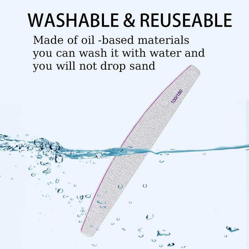 Double Sided 100 180 Grit Nail File, 1 Set Nail Polishing Tool, Professional Manicure Tool for Home and Salon Use