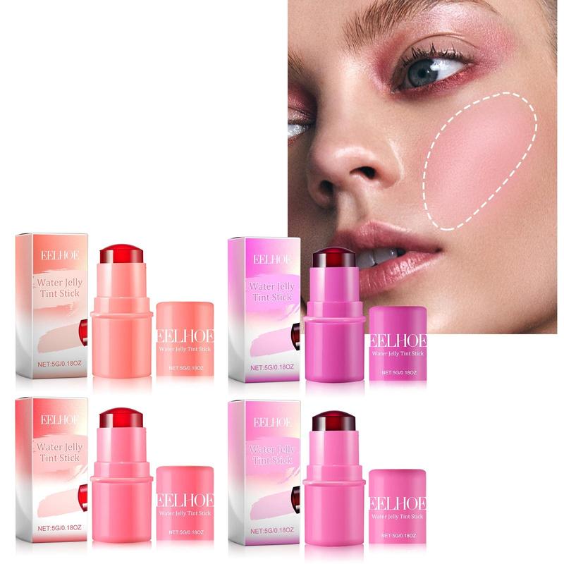 Water Jelly Blush Stick, Long Lasting Blush for Cheeks, Lips, Eyes, Natural Look Blush for Daily Makeup, Lightweight Blush for Girls and Women