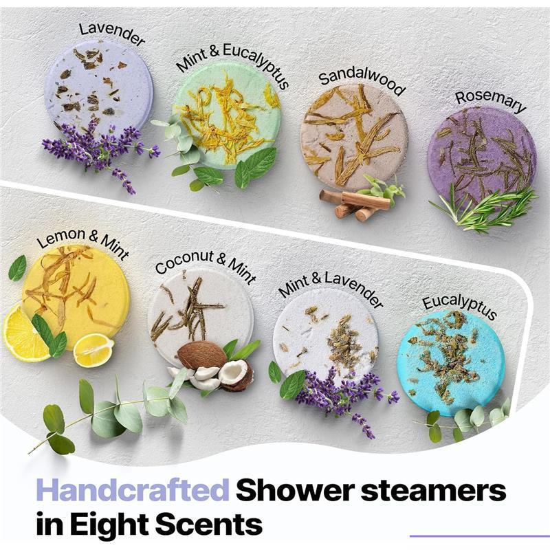 Shower Steamers Aromatherapy Gift Set - 8 Pcs Stocking Stuffers for Women, Men & Teens - Natural Essential Oils for Relaxation Body Wash Soap