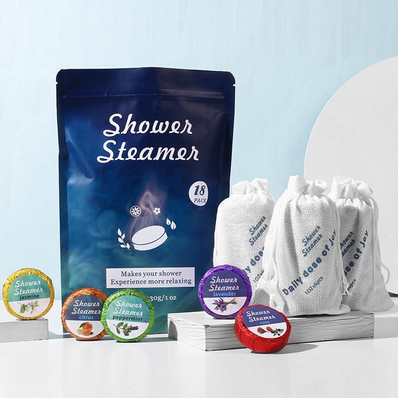 Shower Steamer, 18pcs pack Natural Essential Oil Shower Tablet, Strong Flavor Body Wash & Soap for Women & Men, Bath & Body Care Product