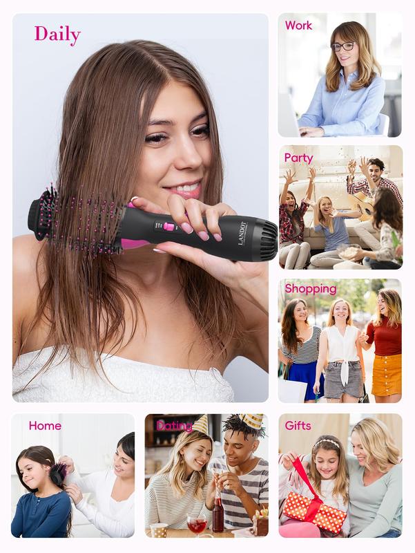 Hair Dryer Brush Blow Dryer Brush in One - Plus 2.0 One-Step Hot Air Brush - 4 in 1 HairDryer Styler and Volumizer for Drying Straightening Curling Volumizing Hair Smoothing Comfort