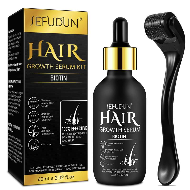 Minoxidil Hair Strengthening Serum with Microneedle Roller, Natural Formula Gentle and Not Irritatin, Hair Care & Styling Product for Boys and Girls