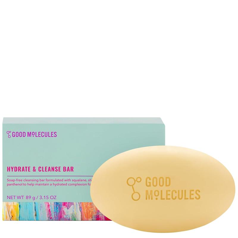 Good Molecules Hydrate and Cleanse Bar - Soap-Free Bar with Macadamia Nut, Almond Oil and Shea Butter to Moisturize - Skincare for Face and Body Good Molecules Good Molecules