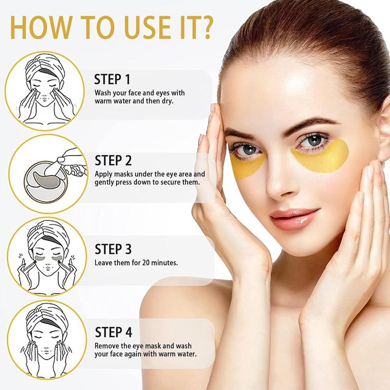 Luxurious Golden Eye Masks - Intensive Hydration & Pore Refinement, Firming Action, Fades Fine Lines, Banishes Dark Circles & Puffiness, Ideal for Revitalizing Tired Eyes