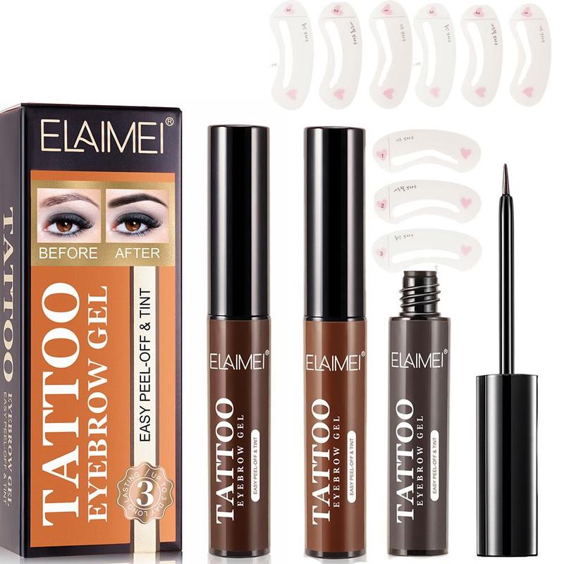 ELAIMEI Tattoo Eyebrow Gel Makeup Waterproof Lasting Eye Brow Enhancers Liquid Gel 3pcs