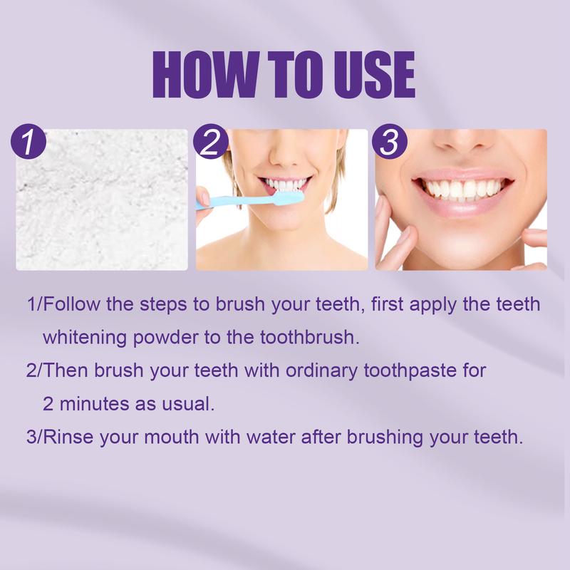 Purple Teeth Whitening, Teeth Whitener, Teeth Whitening Powder Mint Flavor Tooth Powder Natural Teeth Whitening Color Corrector Purple Toothpaste Powder for Tooth Stain Removal Instant Teeth