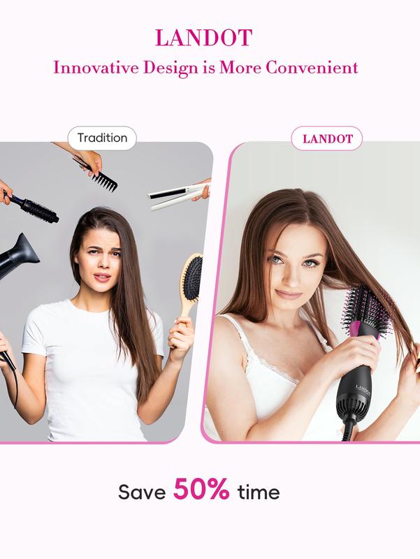 Hair Dryer Brush Blow Dryer Brush in One - Plus 2.0 One-Step Hot Air Brush - 4 in 1 HairDryer Styler and Volumizer for Drying Straightening Curling Volumizing Hair Smoothing Comfort