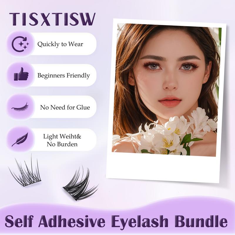 TISXTISW Eyelashes, No glue eyelashes，Mixed Set，Waterproof Lash Kit natural lookLong lasting Individual Lashes Beginner Friendly ，Eyelashes Professional Makeup Products for Women, Fall Gift