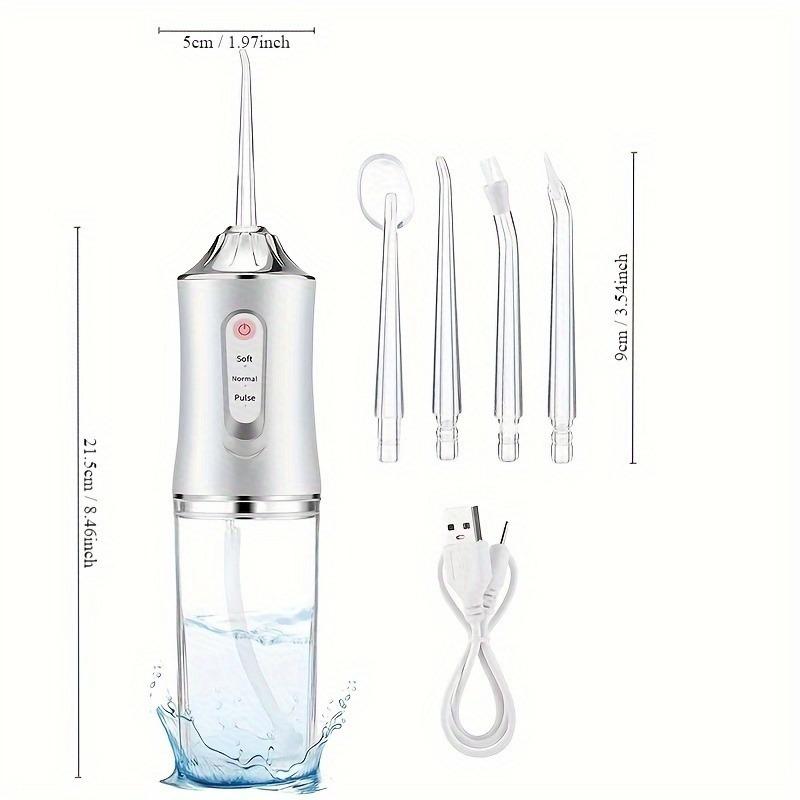 Portable Rechargeable Water Flosser for Teeth, High Pressure, 4 Jet Tips, Travel-Friendly Design