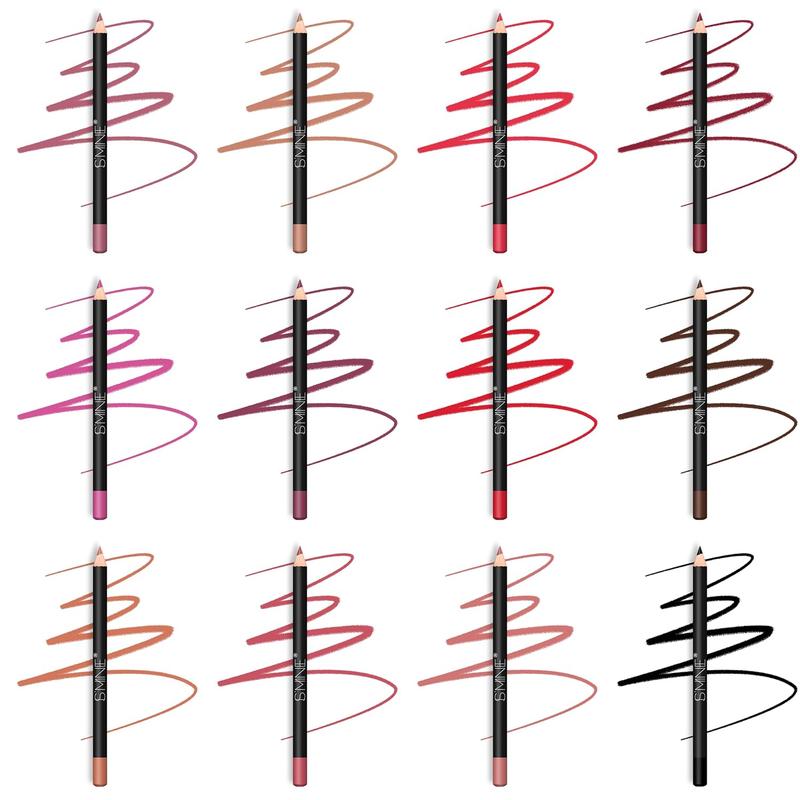 12 count Lip Liner Pencil, Nice Color Precise Lining Creamy formula Versatile Long Wood Eyeliner Lip Lining kit (Set A)