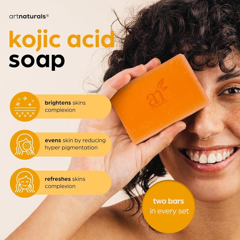 Kojic Acid Soap + African Net Sponge (2 pack X 142g Turmeric bars) Dark spot remover, Hyperpigmentation & Scars - Original Japanese Complex Shea Butter, Vitamin C, Hyaluronic Acid, Retinol, Shea Butter Body Care Body Wash Vegan Skin Care Cleansing