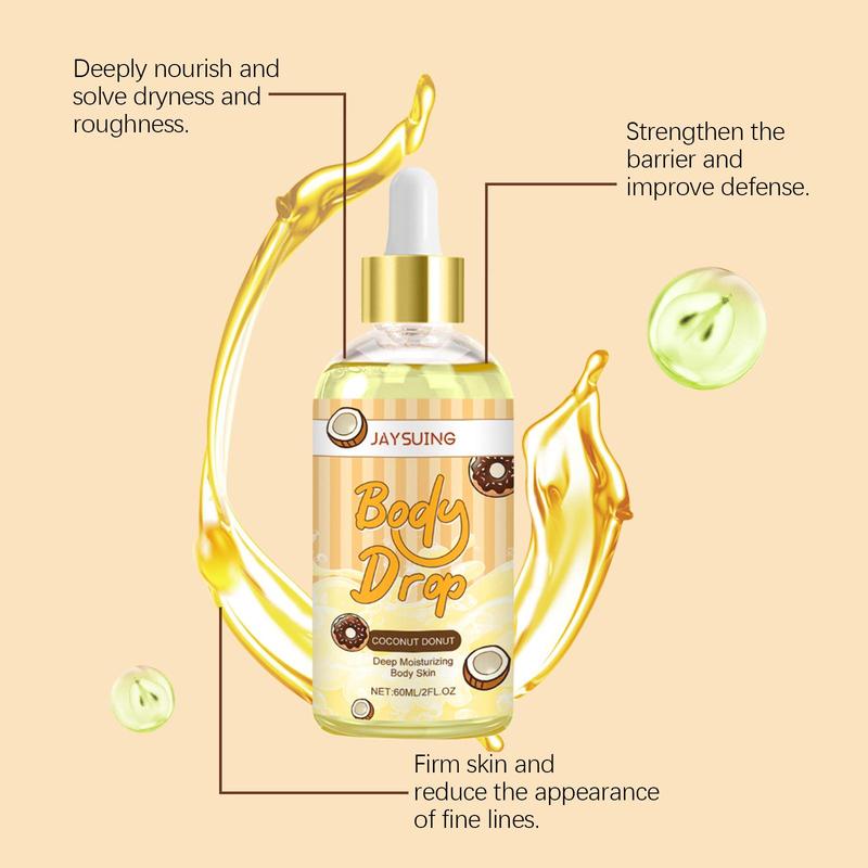 Coconut Donut Body Care Oil, Moisturizing Body Massage Oil, Hydrating Body Care Oil for Women & Men, Body Care Product for Daily Use