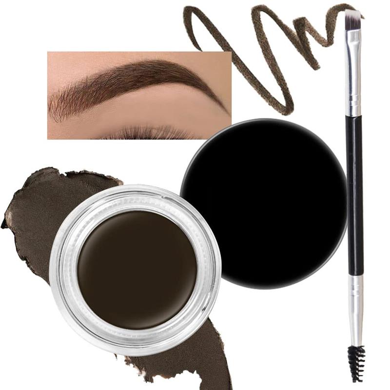 2 count Eyebrows Pomade Shaping Kit with Dual-ended Brush Eye Brow Styling Gel Dark Brown Makeup Set Long Lasting  Colored Color Eyebrow Pencil Powder Tinting Kit pintura de cejas, EBONY