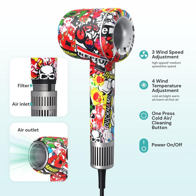 MOOSOO H2 Negative Ionic Blow Dryer with 110, 000 RPM Brushless Motor for Fast Drying, High-Speed Hairdryer with Magnetic Nozzle, for Home, Travel