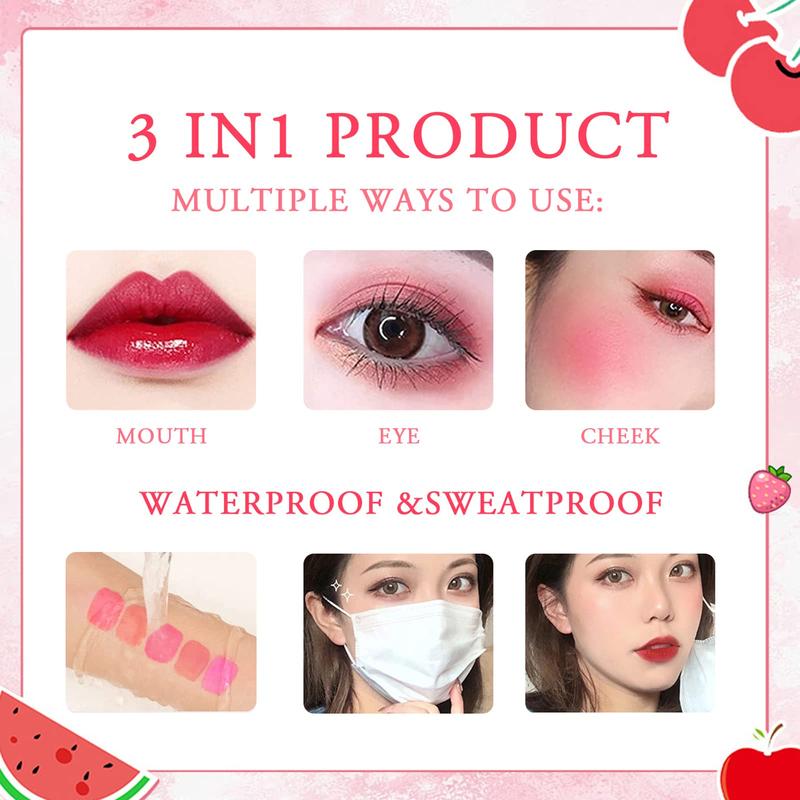 6 Colors Lip Stain Tint Set, Korean Lip Gloss Watery, Multi-use Lip & Cheek Tint Moisturizing Mini Liquid Lipstick,Long-lasting Waterproof Non-Sticky Cup High Pigment Lip Makeup