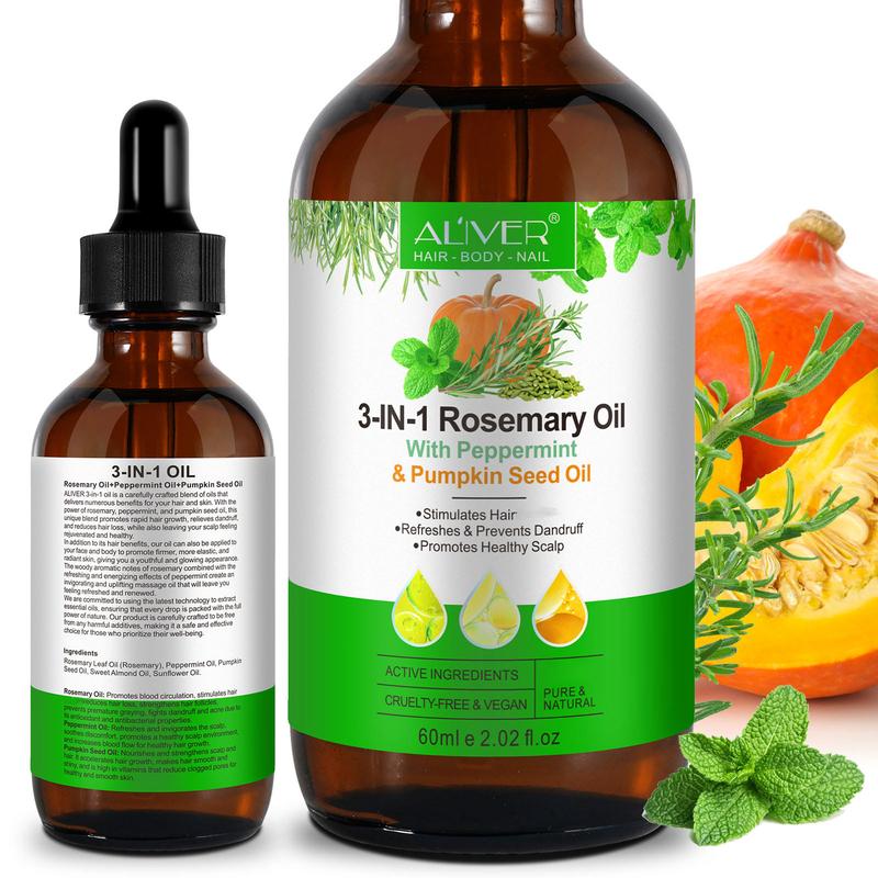 3-in-1 Rosemary Oil with Peppermint and Pumpkin Seed Oil for hair, body and nails