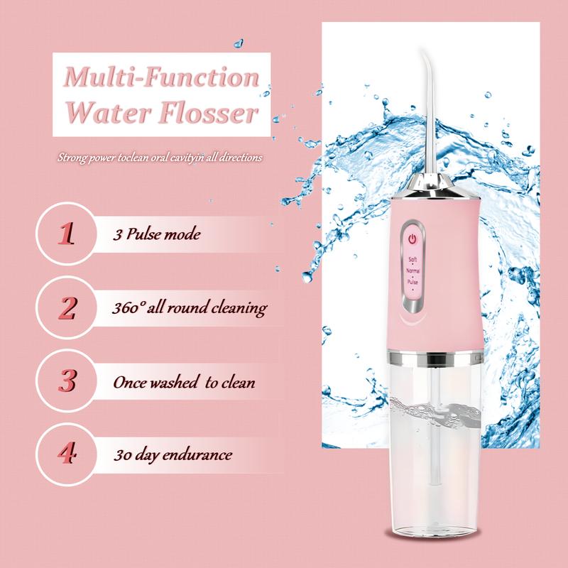 ETHME Rechargeable Pink Burst Water Flosser Portable Teeth Cleanser for Braces,Oral Dental Irrigator Gifts  Upgraded Cordless Waterproof Cleaning Tool