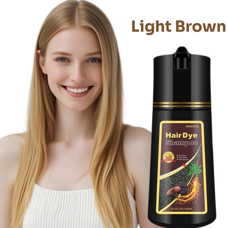 Instant Light Brown Hair Dye Shampoo - 3 in 1 Long Lasting Hair Dye for Women & Men,Natural Herbal Ingredient, Easy to Use ,Haircare  16.90 Fl OZ Bowl