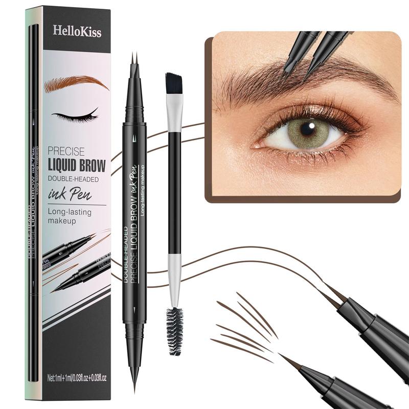 Hello Kiss Microblading Eyebrow Pencil, Trailott Eyebrow Pen, Hellokiss Waterproof Liquid Eyebrow Pen, Smudge Proof, Long Lasting  Powder Makeup