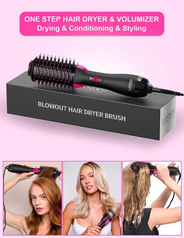 Hair Dryer Brush Blow Dryer Brush in One - Plus 2.0 One-Step Hot Air Brush - 4 in 1 HairDryer Styler and Volumizer for Drying Straightening Curling Volumizing Hair Smoothing Comfort